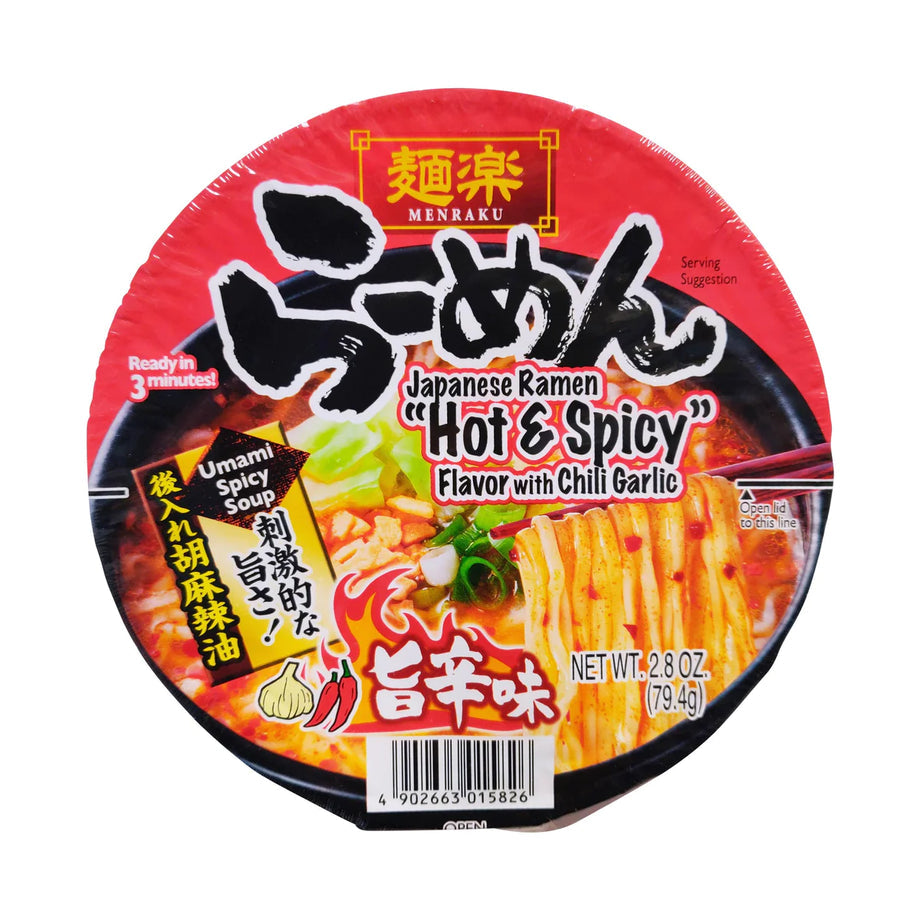 MenRaku Japanese Raman“Hot&Spicy”Flavor with Chili Garlic(bowl)